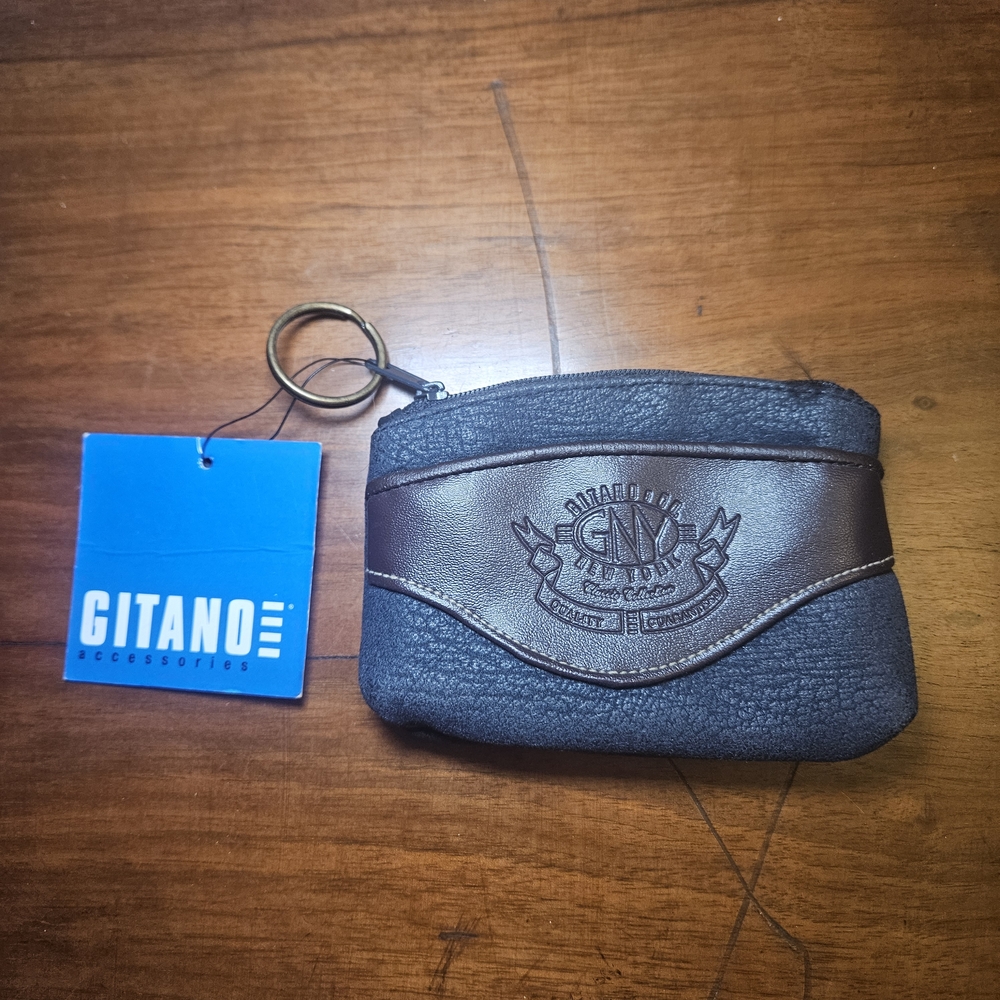 Gitano & Co. New York Classic Collection Coin Purse‎ Faux Leather Zippered Blue